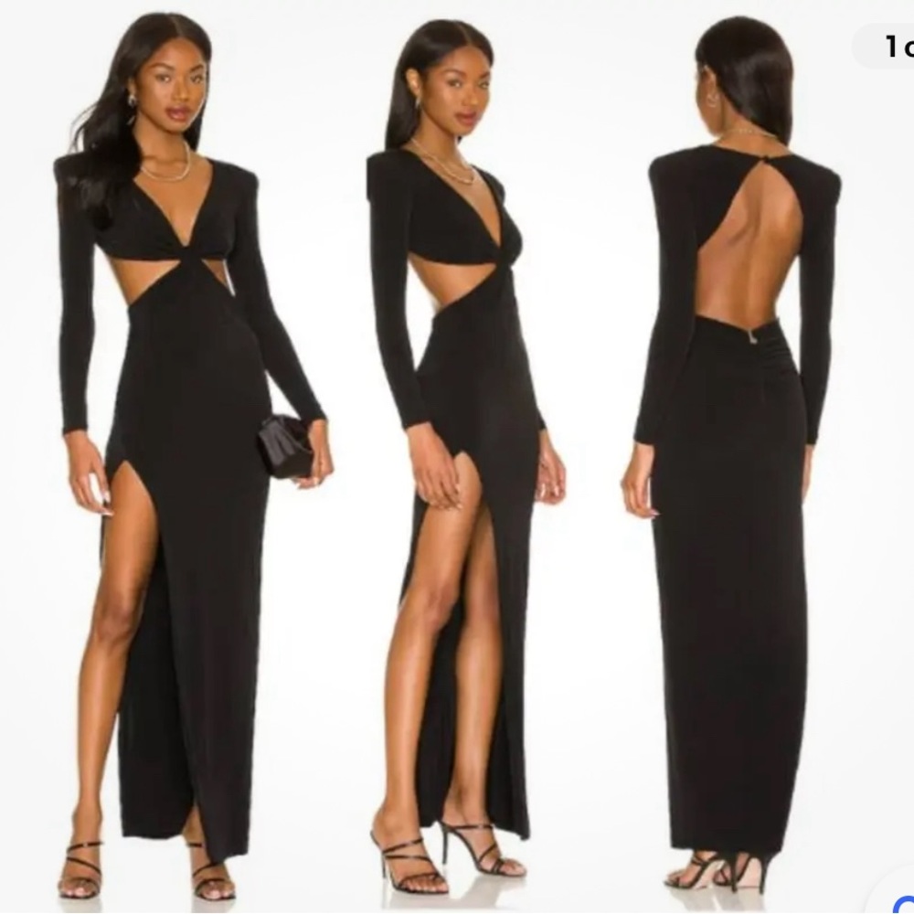 Nookie Jewel Gown in Black Open sides and long sleeves Size Small